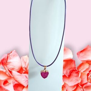 Purple Druzy Heart Pendant Necklace